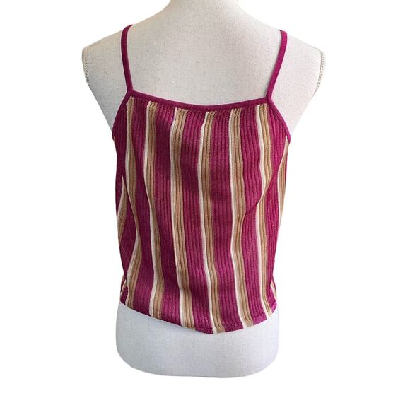 New Future Collective x Jenny K. Lopez Striped Strappy Tank Pink Gold Medium - Picture 2 of 6
